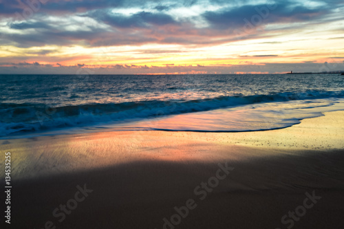 Bright sea sunset background outdoor