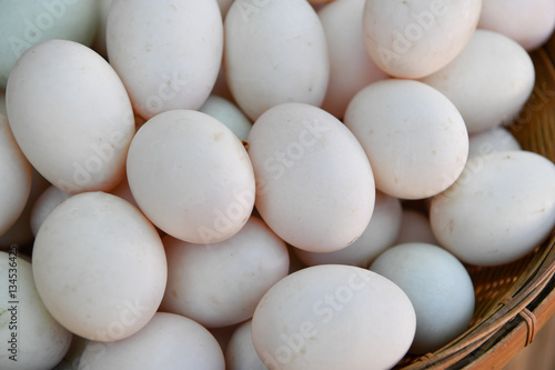 Eggs of duck in basket