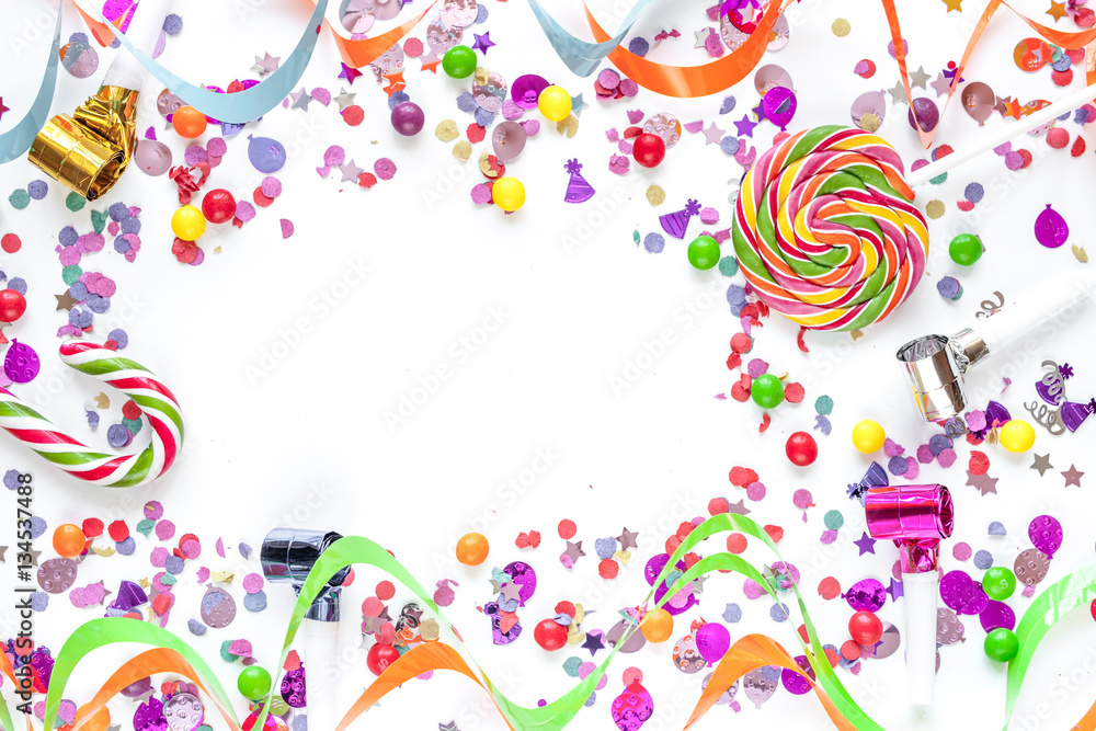 concept birthday party on white background top view pattern concept birthday party on white background top view pattern