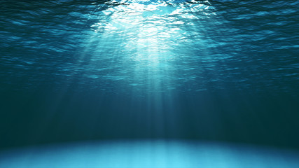 Fototapete Fraktale Wellen Dunkelblauer Ozean Unterwasserblick zur Oberfläche  © katatonia