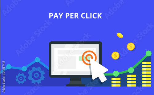 PPC advertising and conversion concept. Internet marketing flat vector illustration.