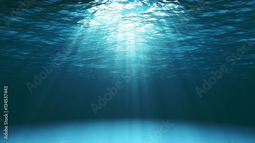 Obraz na plátně Dark blue ocean surface seen from underwater
