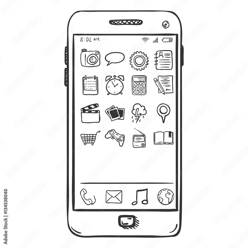 Single Sketch Smartphone Stock Vector by nikiteev 117106498