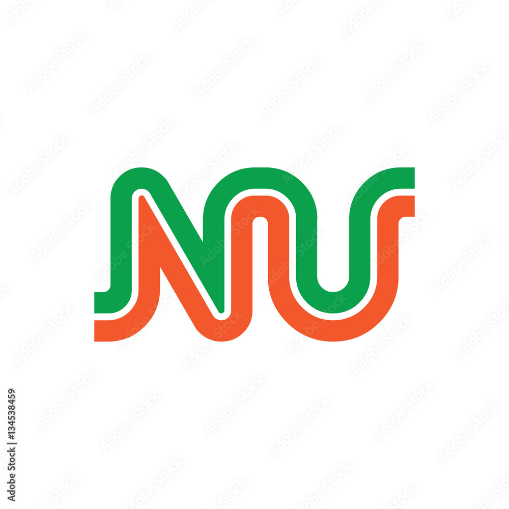 Initial Letter NU Linked Design Logo Initial Letter NU Linked Design Logo