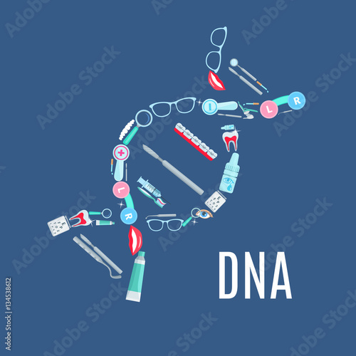 DNA symbol of vector ophthalmology, dentistry