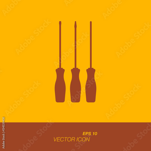 Silhouette tools, screwdriver icon in flat style. The icons on the theme of building tools. Vector illustration EPS 10.