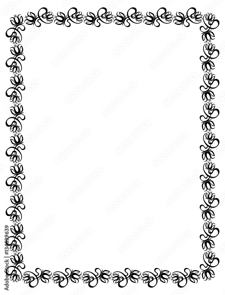 Black and white frame with flowers silhouettes. Black and white frame with flowers silhouettes.
