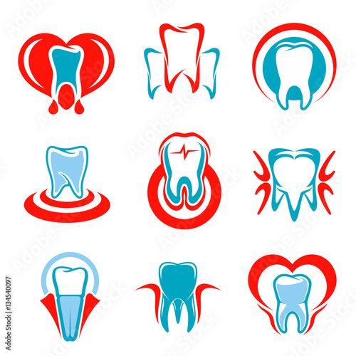 Dentistry tooth vector icons set
