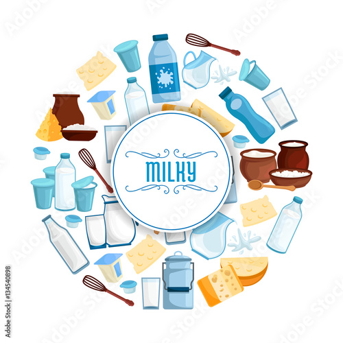 Milk and dairy products vector poster