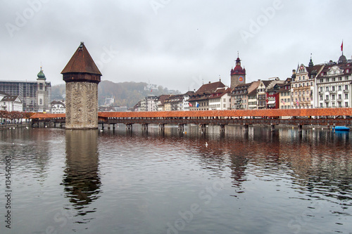 Chapel Bridge and Reuss River, Lucerne, Switzerland