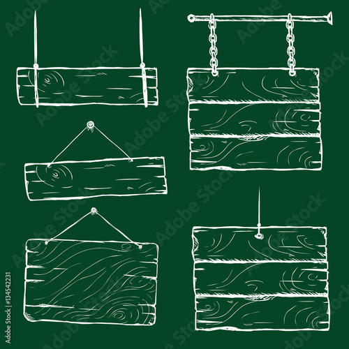 Vector Set of Chalk Sketch Signposts