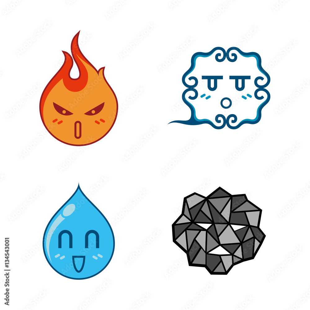 Obraz premium Fire, Water, Wind And Rock Icon