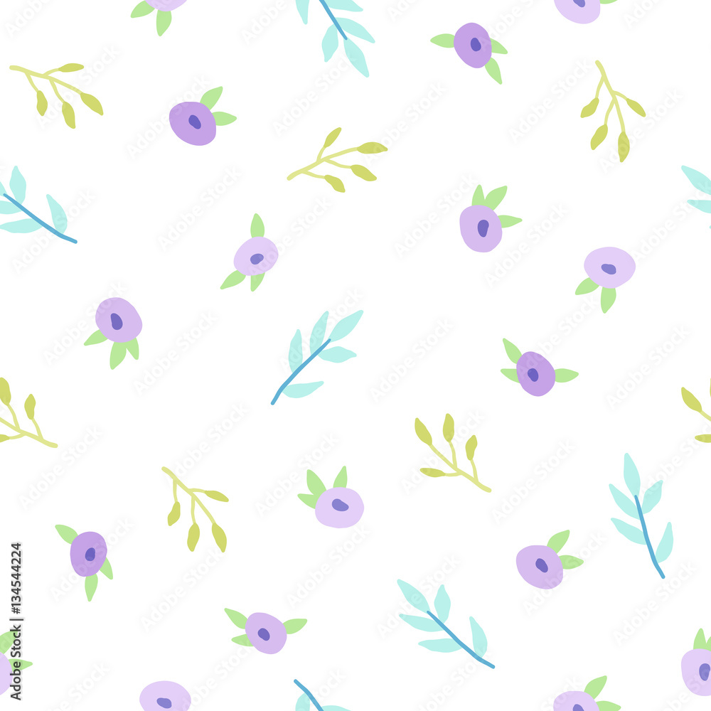 Cute small flowers. Vector hand drawn seamless pattern.