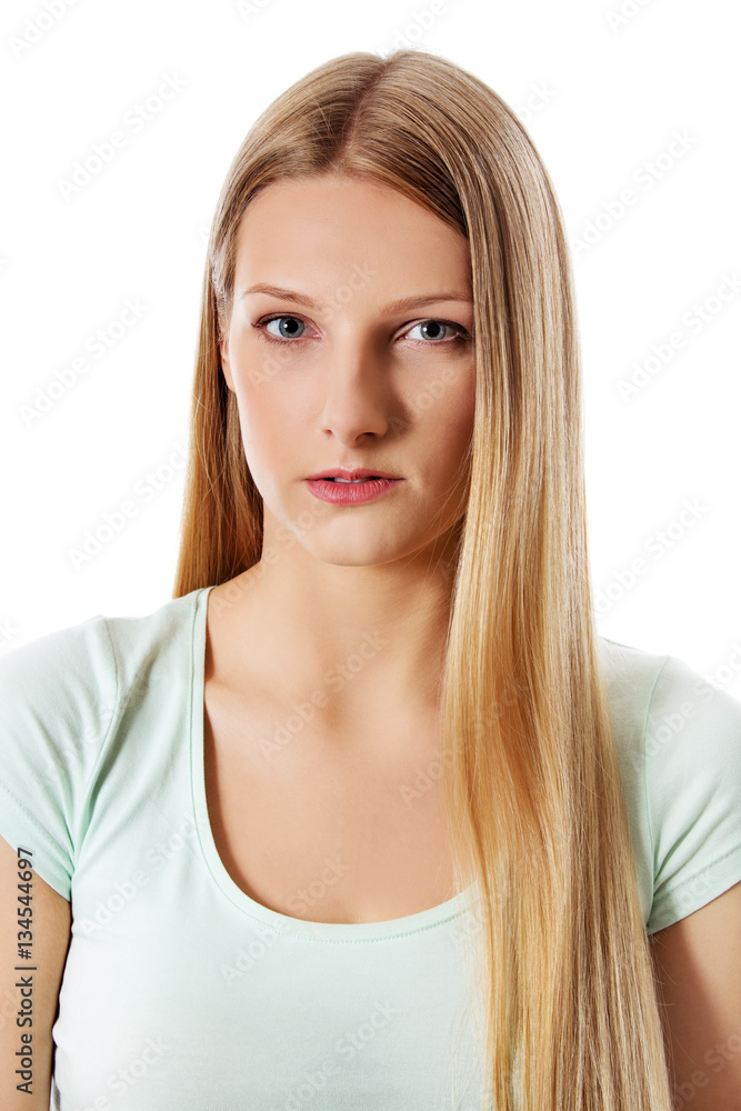 Portrait of an young blonde woman - isolated on white Portrait of an young blonde woman - isolated on white