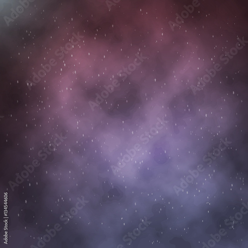 Illustration of Vector Clouds on Night Background. 1980s Retro Neon Poster. Outer Space Background