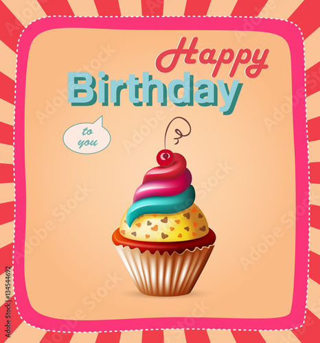 birthday card with cupcake. eps10