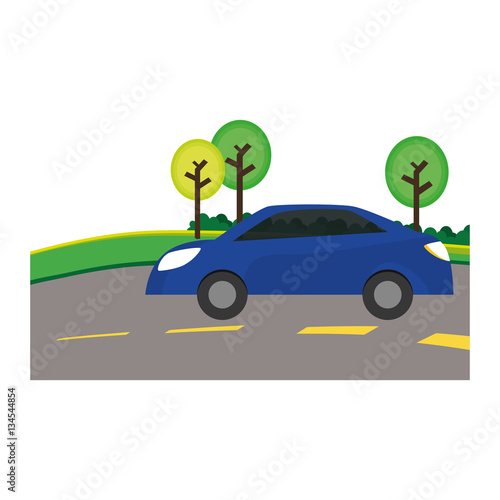 Fototapeta Naklejka Na Ścianę i Meble -  car on the road icon image vector illustration design 