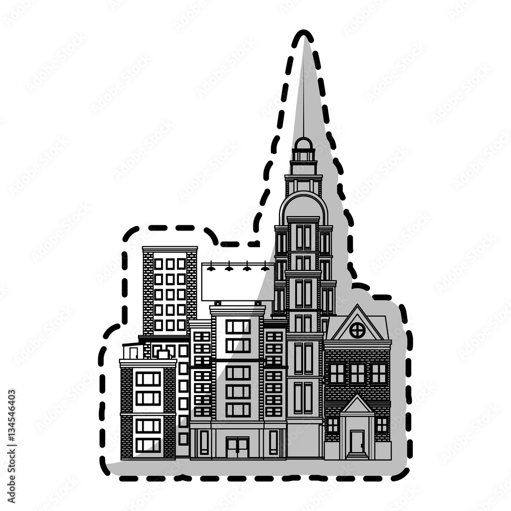 urban city with buildings over white background. vector illustration