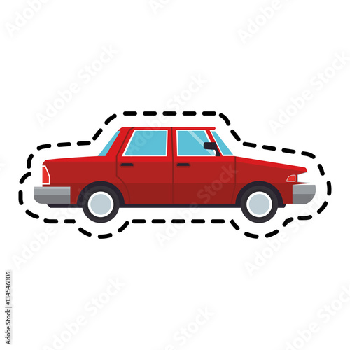 red car icon over white background. colorful design. vector illustration