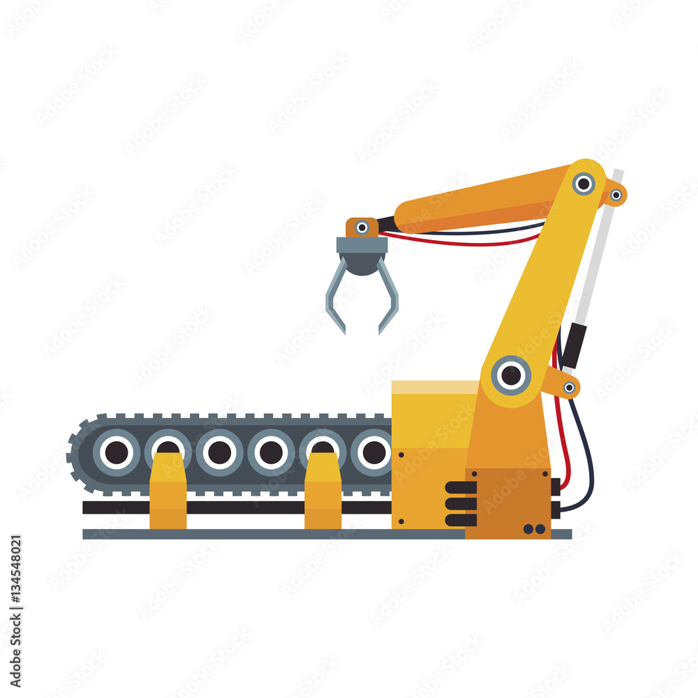 robotic hand icon, industrial machine over white background. colorful design. vector illustration