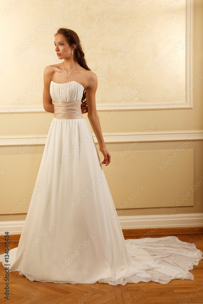Classical young gorgeous bride with long brown hair. Studio shoot Classical young gorgeous bride with long brown hair. Studio shoot