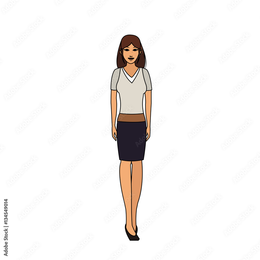 Fototapeta premium businesswoman cartoon icon over white background. colorful design. vector illustration