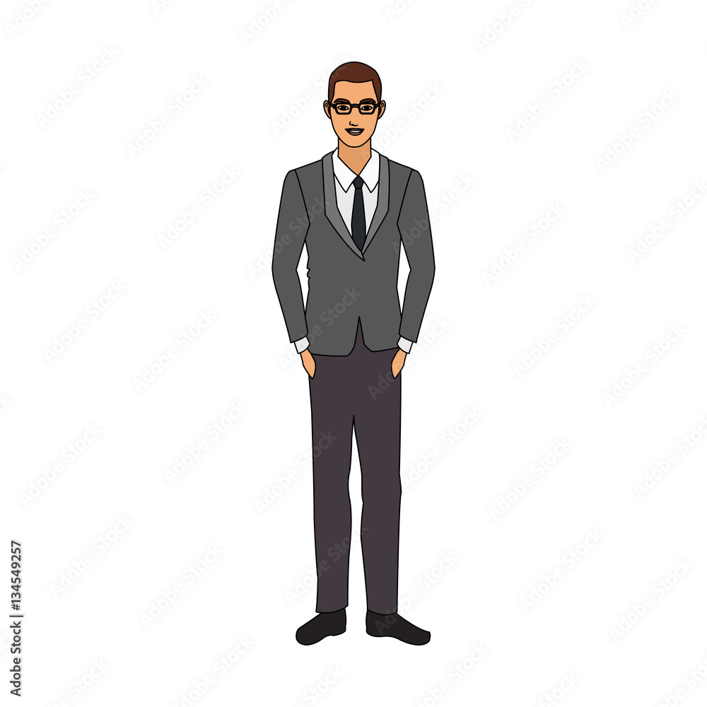 Obraz premium businessman wearing executive clothes over white background. colorful design. vector illustration