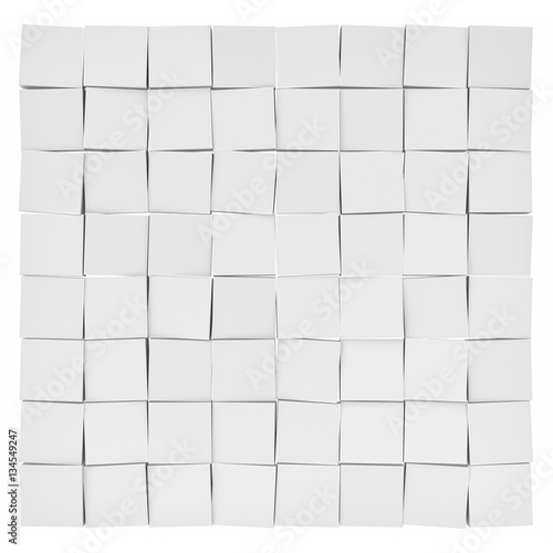 Rendering of white uneven tiles each slightly tilted in different direction