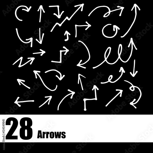 Hand drawn arrow set collection of black direction pencil sketch symbols  vector illustration graphic design