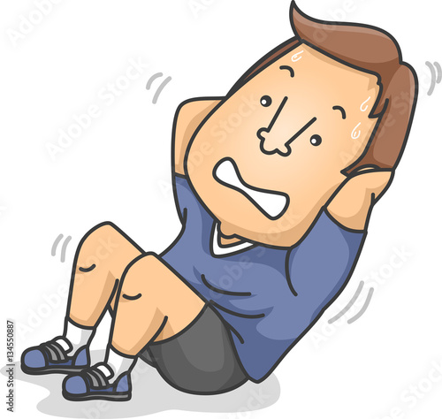 Man Grimace Exercise Sit Up