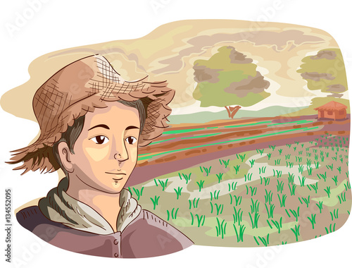 Man Farmer Rice Fields