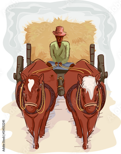Man Farmer Traditional Cart...