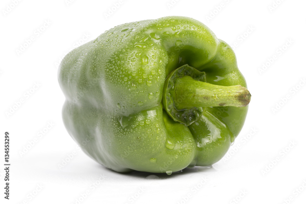 Fresh Green bell pepper on white background. Fresh Green bell pepper on white background.