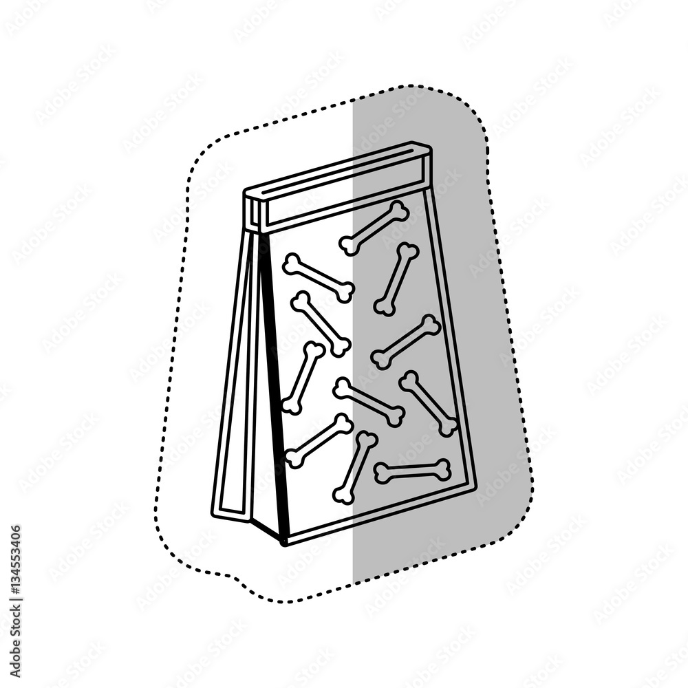 monochrome contour with middle shadow sticker with pet bag for poop vector illustration monochrome contour with middle shadow sticker with pet bag for poop vector illustration