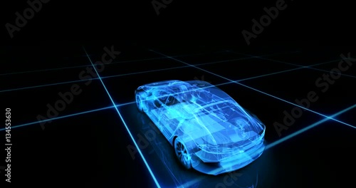 Wallpaper Mural Abstract animation of a futuristic blue car in 4K Torontodigital.ca