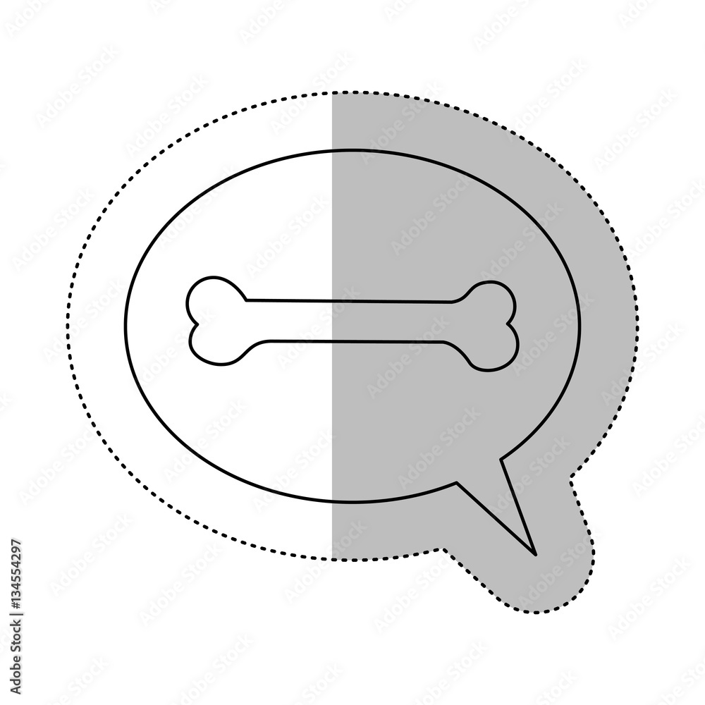 monochrome contour with middle shadow sticker and dialogue sphere with pet bone vector illustration monochrome contour with middle shadow sticker and dialogue sphere with pet bone vector illustration