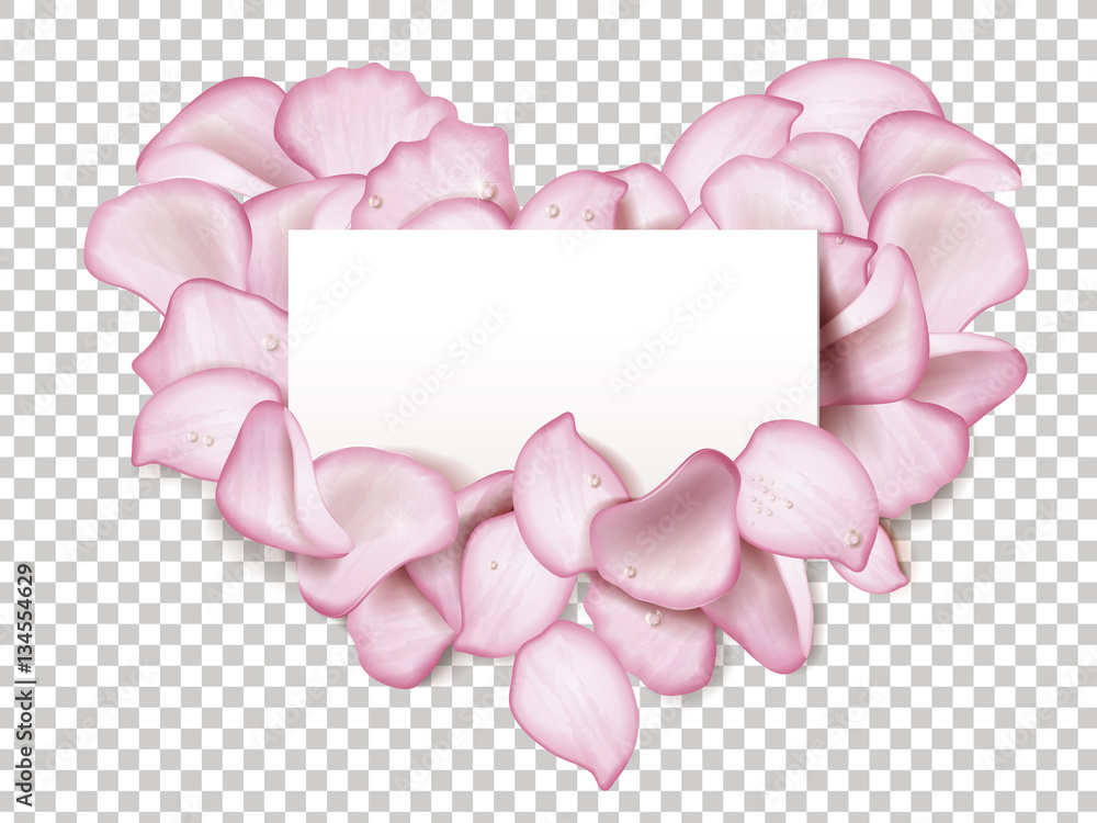 heart shaped petals with blank card