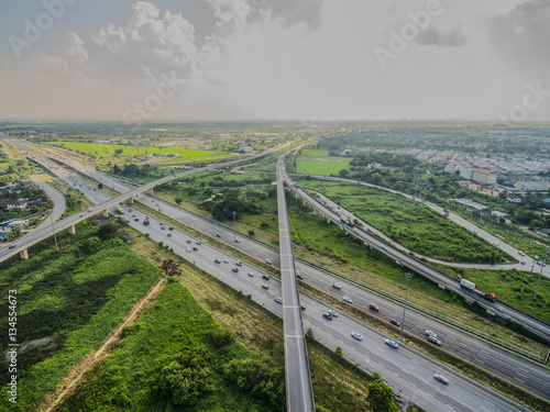 Photography aerial view of home village in bangkok thailand