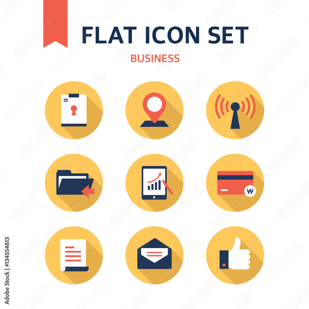 Vector business flat icon set
