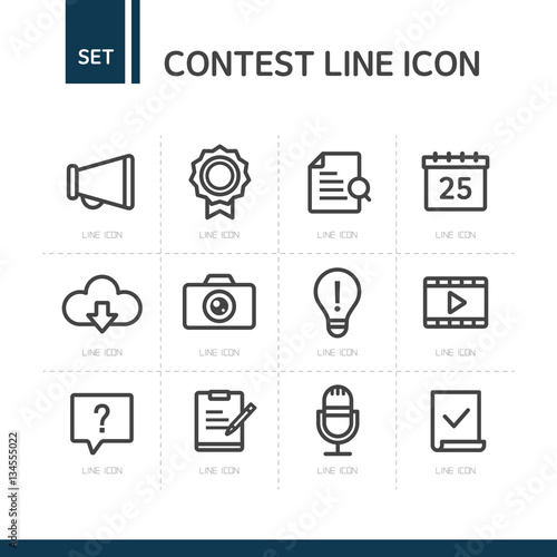 Vector contest exhibit line icon set