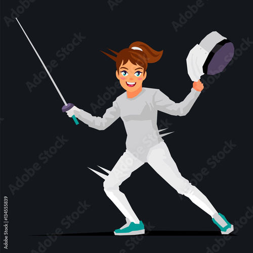 Girl - a swordsman. Sports concept.