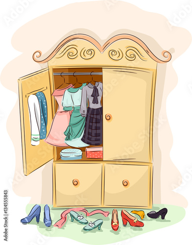 Retro 50s Cabinet Clothes Shoes