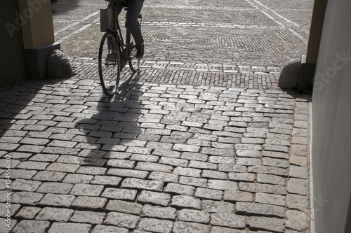 Cobble Stones and Cyclist, Den Haag - the Hague; Holland