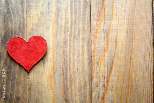 background with heart on wooden table