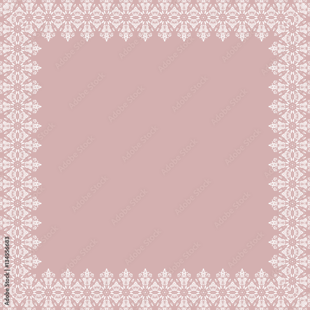 Classic vector white square frame with arabesques and orient elements. Abstract ornament with place for text. Vintage pattern Classic vector white square frame with arabesques and orient elements. Abstract ornament with place for text. Vintage pattern
