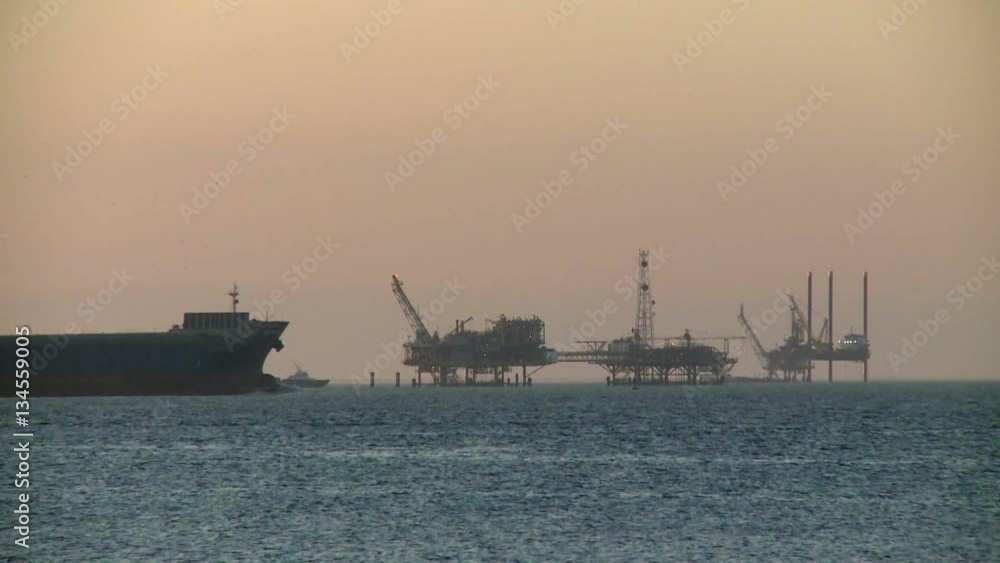 Gas and Oil Platforms in Gulf of Mexico and Ship Gas and Oil Platforms in Gulf of Mexico and Ship