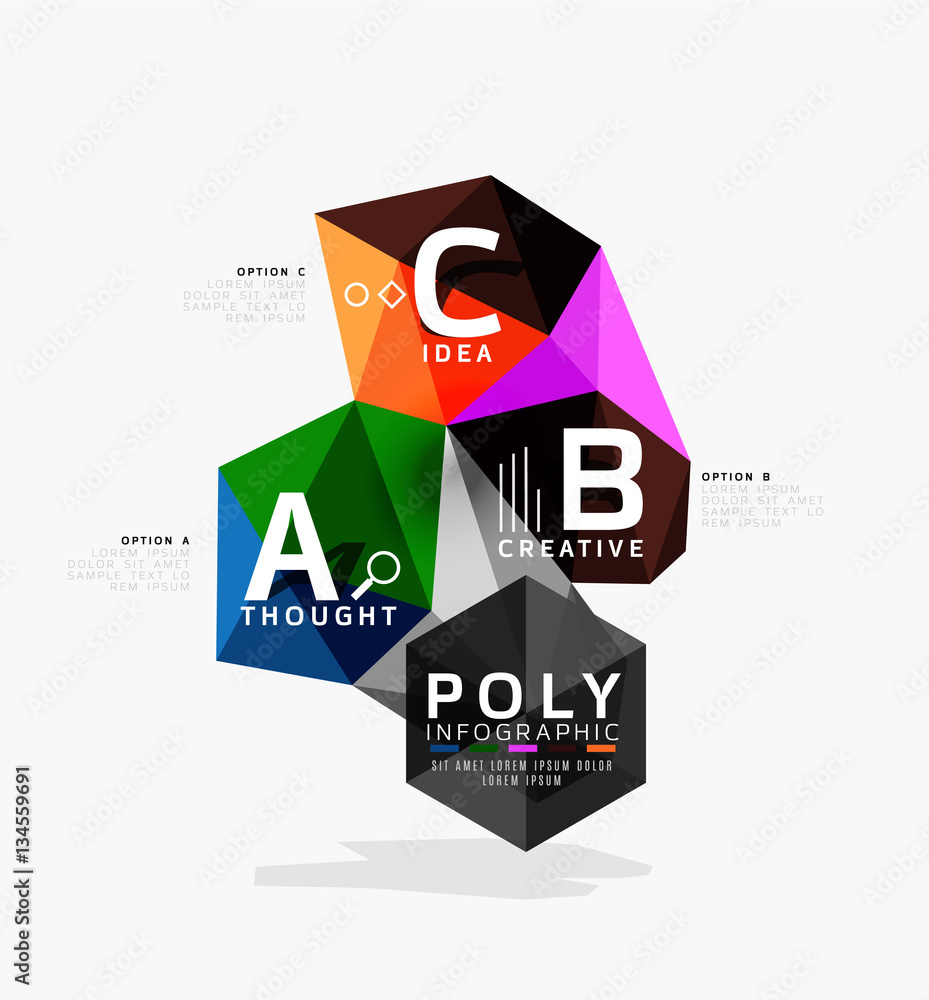 Vector low poly geometric infographics Vector low poly geometric infographics