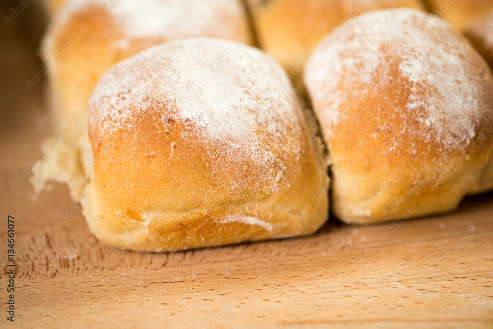 Bread Buns on Wooden Surface