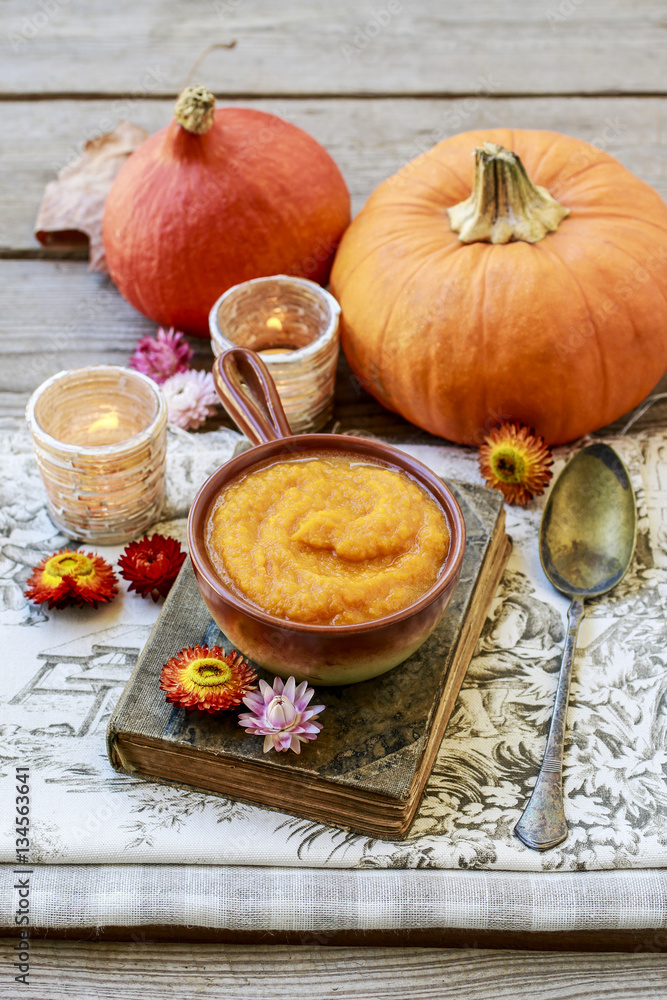 Pumpkin soup dish Pumpkin soup dish