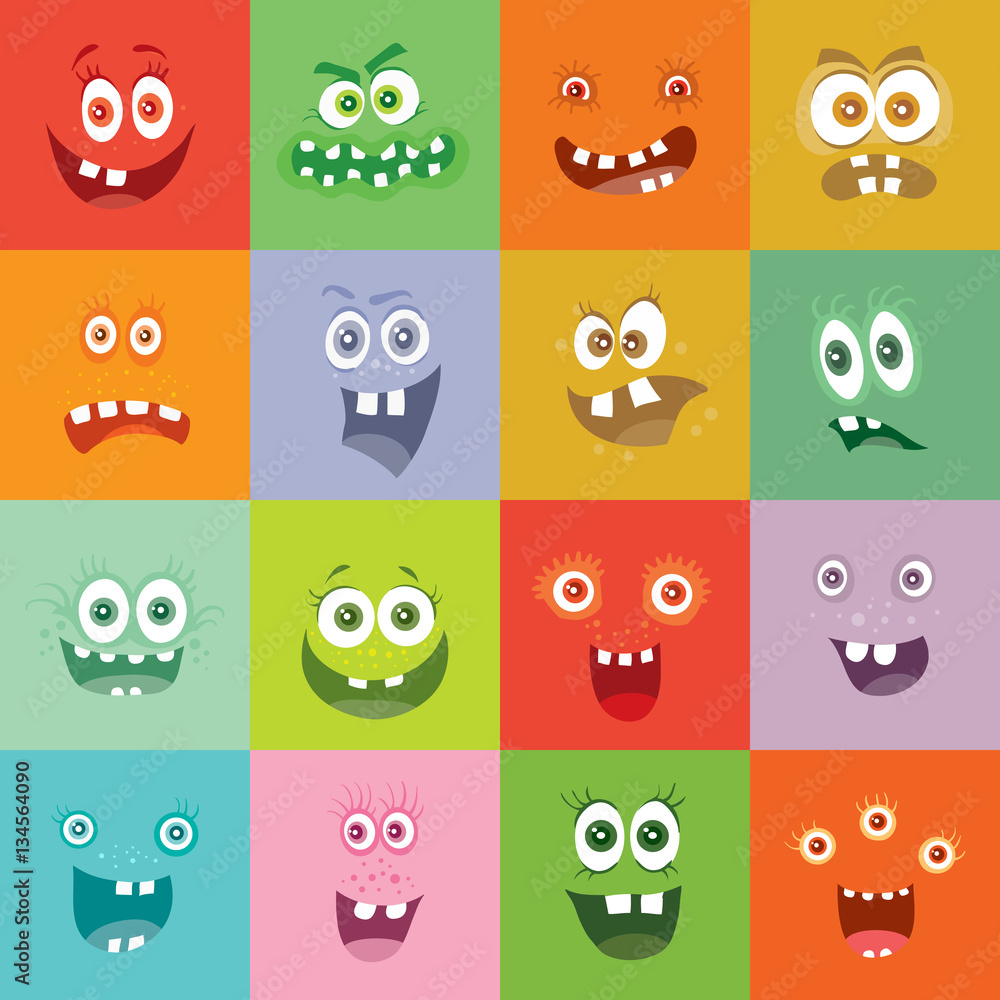 Smiling Monsters Set. Happy Germ Smile Characters Smiling Monsters Set. Happy Germ Smile Characters